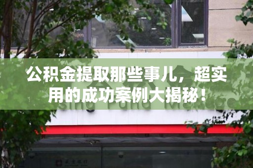 金安公积金提取那些事儿，超实用的成功案例大揭秘！