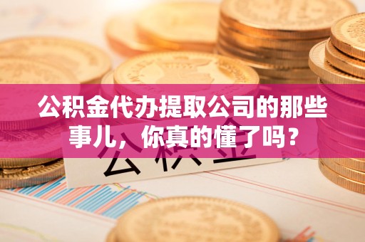 金安公积金代办提取公司的那些事儿，你真的懂了吗？